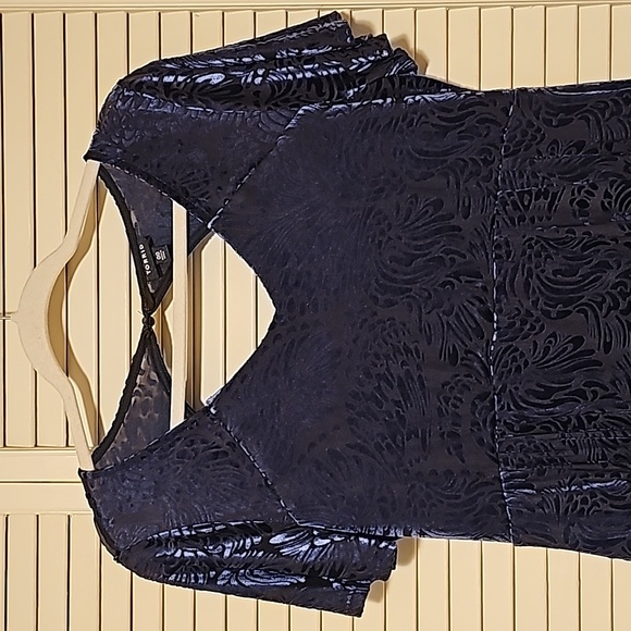 Torrid Mini Fit & Flare Velvet Burnout Skater Blue Dress Size 00 (Size 10 M/L) - Picture 8 of 10